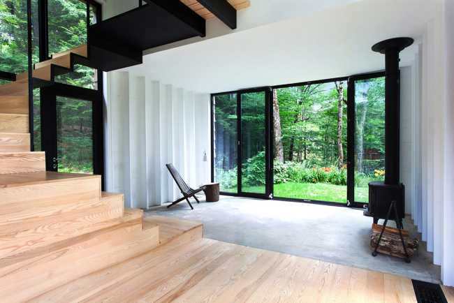 interior in wood and white
